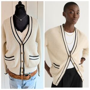 J. Crew Varsity Cardigan with Black Accents sz xxs NWOT